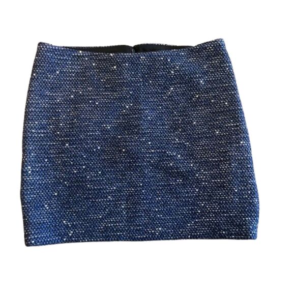 Alice + Olivia Elana Blue Tweed Mini Skirt Size 4 / Small - Picture 1 of 5